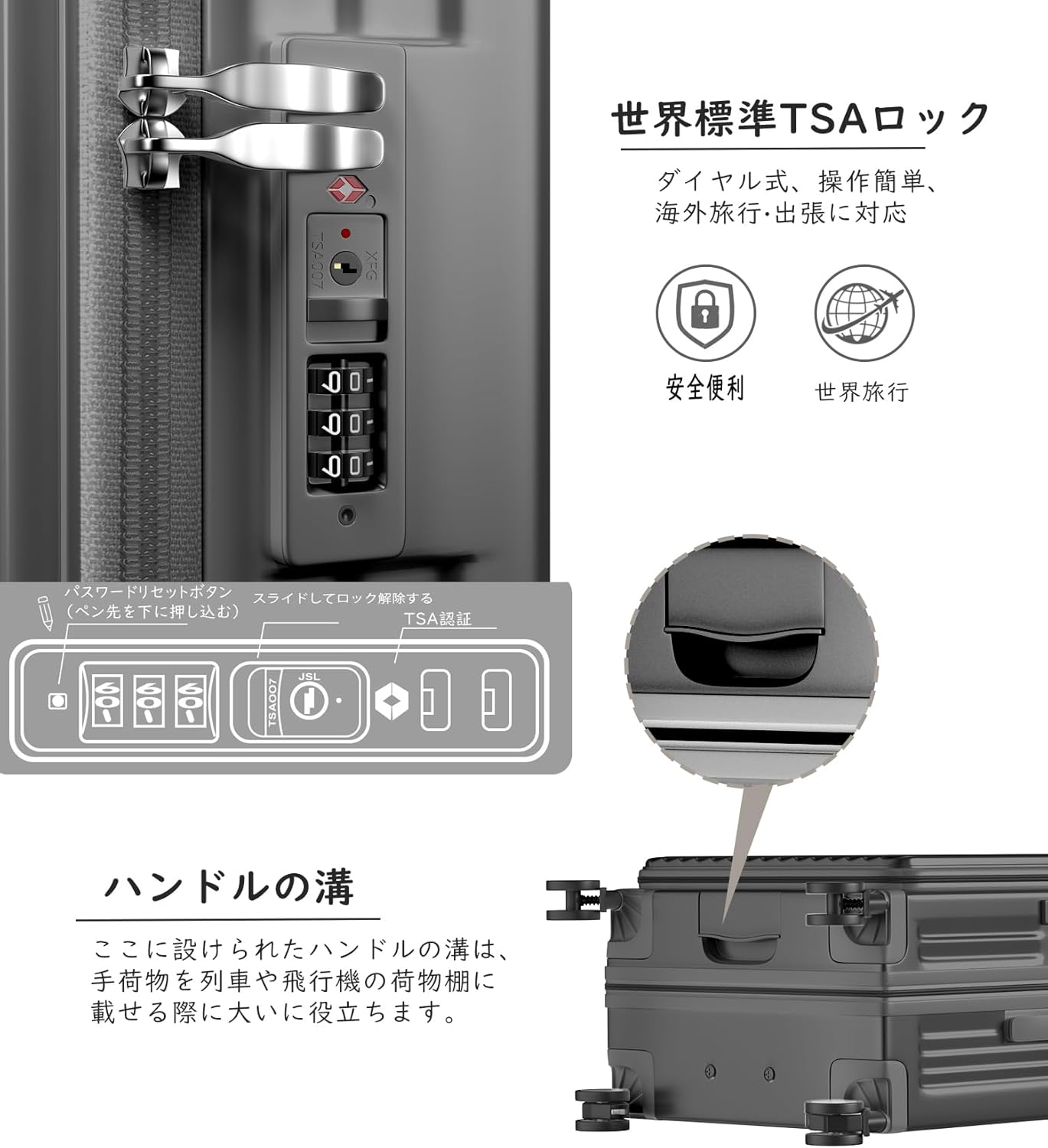 Ashard サイドオープン 拡張式スーツケース