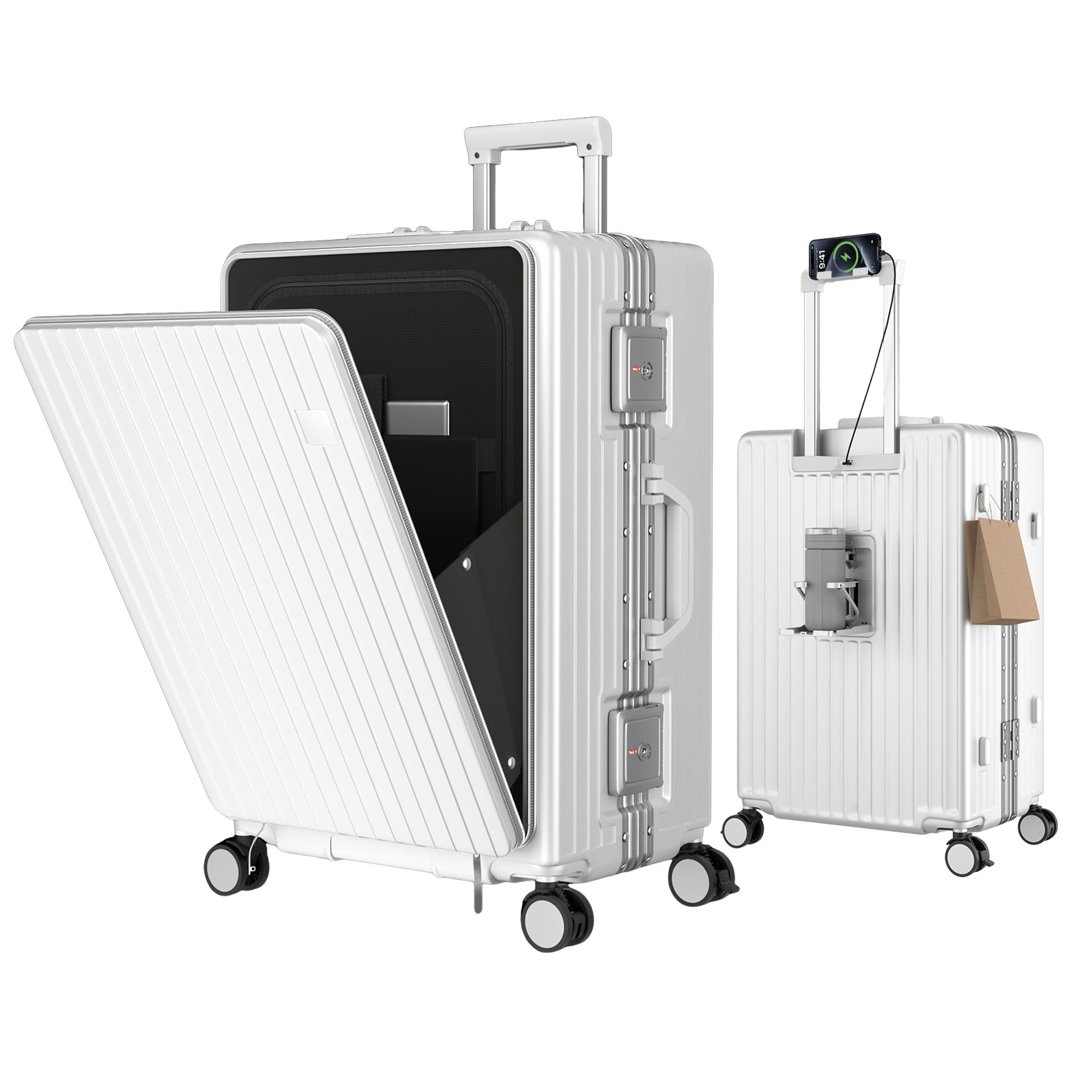 Ashard Front-Open Suitcase - White main