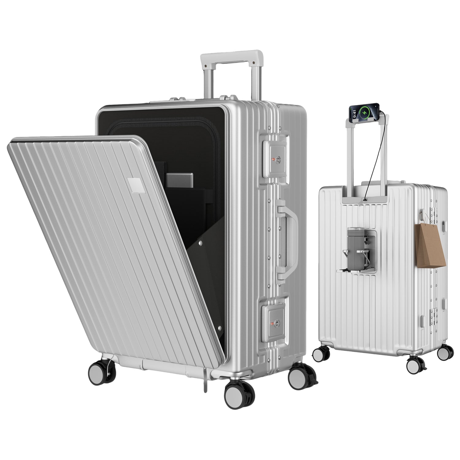 Ashard Front-Open Suitcase - Silver main